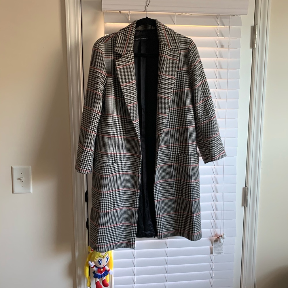 Zara checked/plaid coat